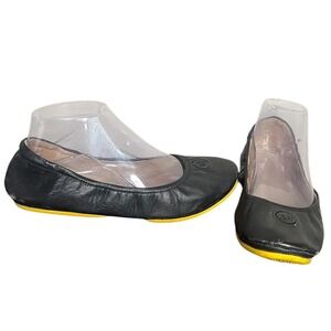 April Parker Perfect Flat‎ Leather Ballet Flats Black Yellow Size 8M